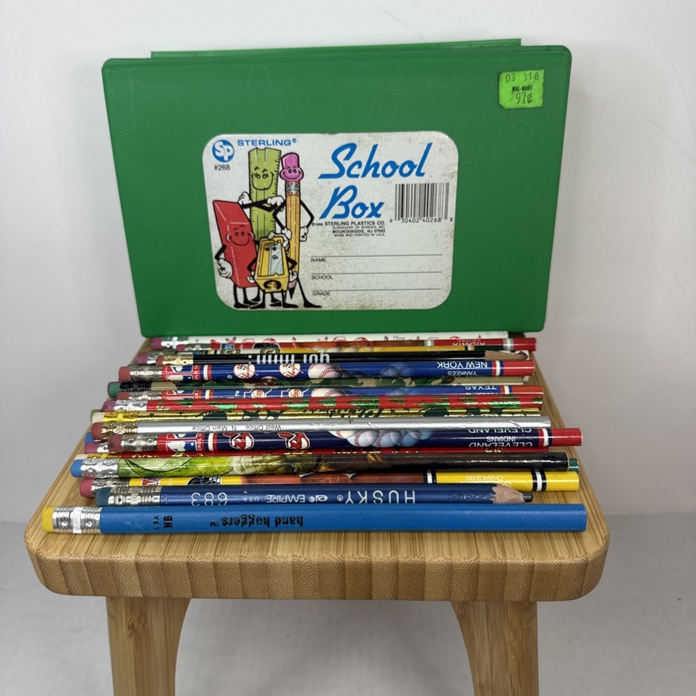 Sterling Green School Box #268 80s 1988 With 30 VTG Sports ETC School Pencils